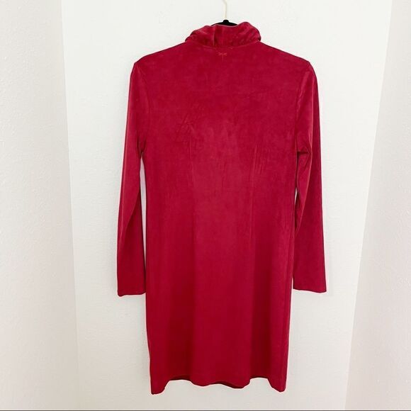 Tyler Boe Pomegranite Suede Ruffle Neck Shift Dress - Picture 7 of 9